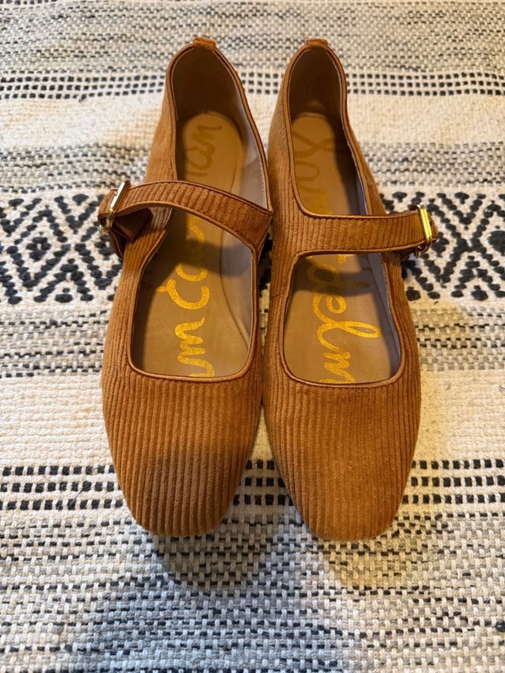 Sam Edelman Corduroy Mary Jane Flats in Rust